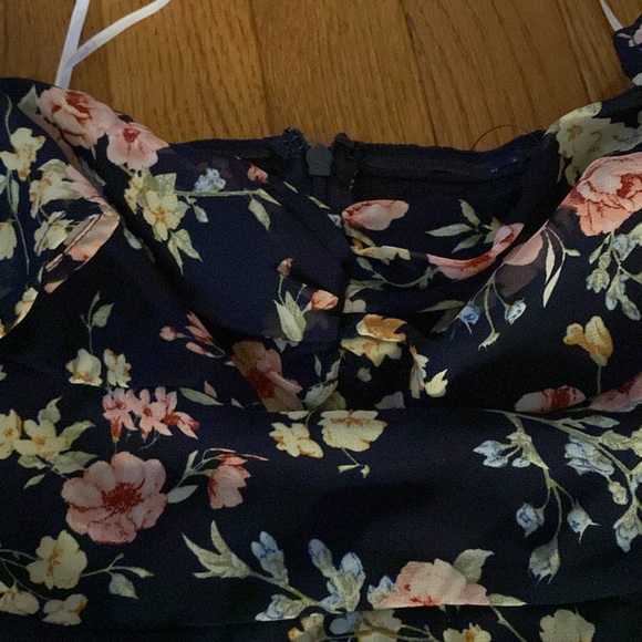 Lulus XS NAVY NEW FLORAL DRESS - Picture 4 of 5